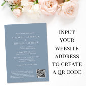 Invitation Elégant Arc Photo QR Code Dusty Blue Mariage