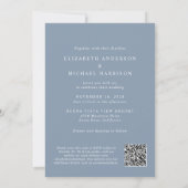 Invitation Elégant Arc Photo QR Code Dusty Blue Mariage (Dos)