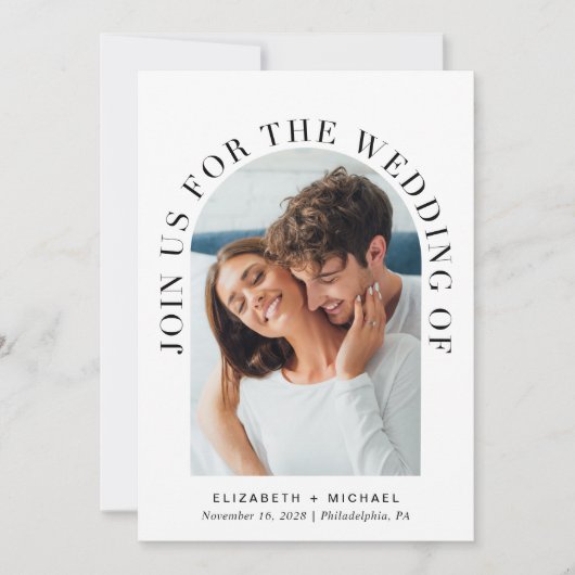 Invitation Elégant Arc Photo QR Code Mariage (Devant)