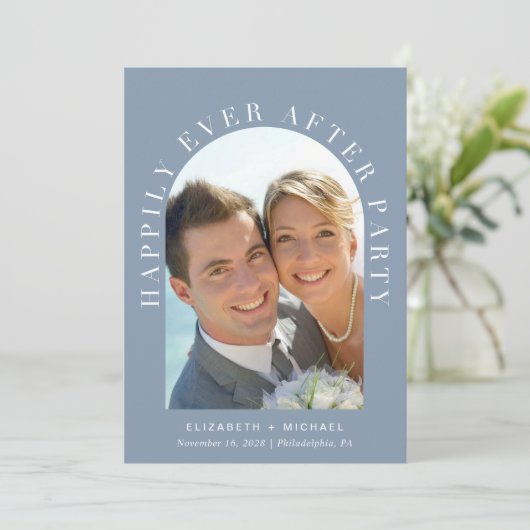 Invitation Elégant Arc Photo QR Code Mariage Réception (Debout devant)