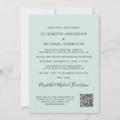 Invitation Elégant Arc Photo QR Code Mint Mariage Réception (Dos)