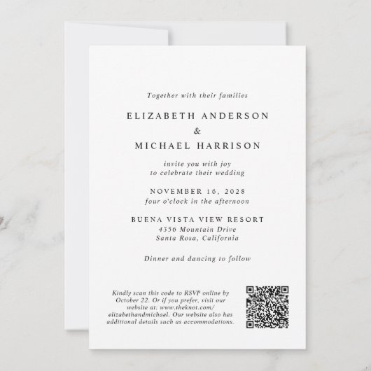Invitation Élégant Arc Photo QR Code Tout en un Mariage (Dos)