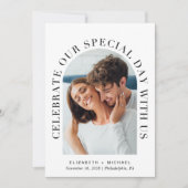 Invitation Élégant Arc Photo QR Code Tout en un Mariage (Devant)