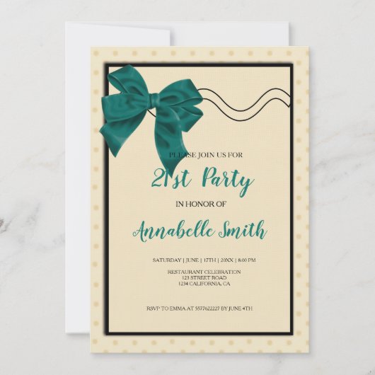 Invitation élégant arc vert doux 21e (Devant)
