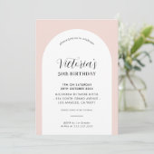 Invitation ELEGANT ARCH anniversaire chic moderne rose vif no (Debout devant)
