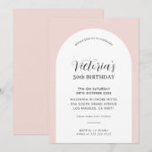 Invitation ELEGANT ARCH anniversaire chic moderne rose vif no (Devant / Derrière)