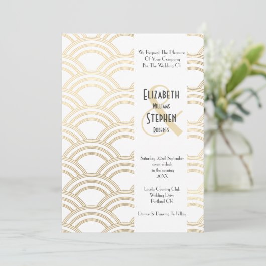 Invitation Elégant Arch Gatsby Art Déco années 1920 Blanc & O (Debout devant)