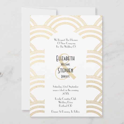 Invitation Elégant Arch Gatsby Art Déco années 1920 Blanc & O (Devant)