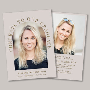 Invitation Elégant Arch Photo Cream Gold Graduation Party