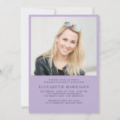Invitation Elégant Arch Photo Lavender Graduation Party (Dos)
