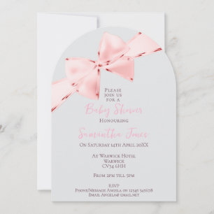 Invitation Elégant Arch rose Coquette Bow Girl Baby shower