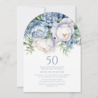 Élégant Arche de 50e Anniversaire Fleurie Bleu Pou