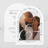 Invitation Élégant Arche de Photo de Calligraphie de Mariage (Devant / Derrière)