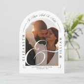 Invitation Élégant Arche de Photo de Calligraphie de Mariage (Debout devant)