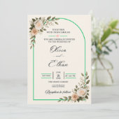 Invitation Élégant Arche de verdure florale de mariage (Debout devant)
