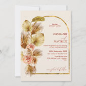 Invitation Élégant Arché Or Bohème séché Mariage Fleur séché (Devant)