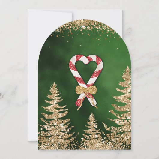 Invitation Elégant Arched Gold Parties scintillant Pine Corpo (Dos)