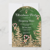 Invitation Elégant Arched Gold Parties scintillant Pine Corpo (Devant)