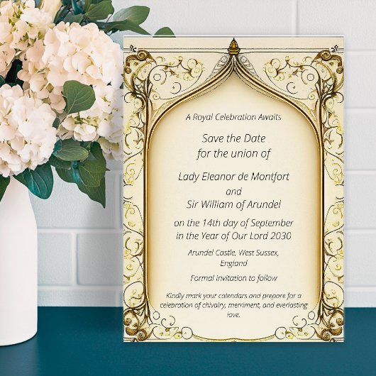 Invitation Élégant Arched Save The Date Or