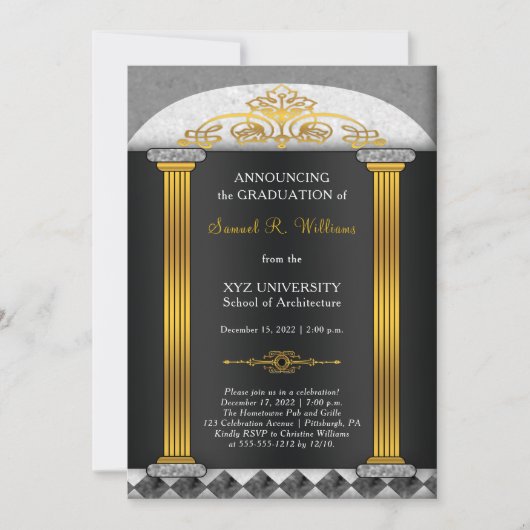 Invitation Elégant Architect Architecture Graduation (Devant)