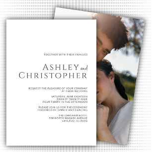 Invitation Élégant ardoise foncée moderne Mariage photo