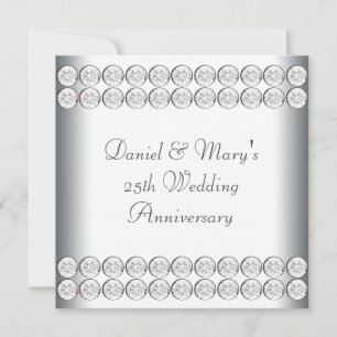 Invitation Élégant Argent 25e Anniversaire de Mariage