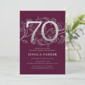 Invitation Elégant Argent Bourgogne 70e anniversaire (Debout devant)