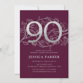 Invitation Elégant Argent Bourgogne 90e anniversaire (Devant)