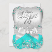 Invitation Élégant Argent Bow Turquoise Sweet sixteen Invitat (Devant)