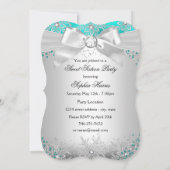 Invitation Élégant Argent Bow Turquoise Sweet sixteen Invitat (Dos)