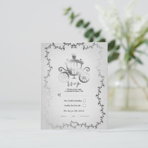 Invitation Elégant Argent Carriage Storybook Wedding RSVP