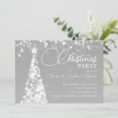 Invitation Élégant Argent Chatoyant Noël Arbre vacances (Debout devant)