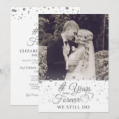 Invitation Élégant Argent DES ANNÉES POUR TOUJOURS Renouvelle (Devant / Derrière)