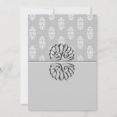 Invitation Elégant argent et Mariage damassé blanche (Dos)