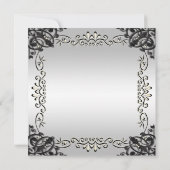 Invitation Élégant Argent et Noir 25e Anniversaire de Mariage (Dos)
