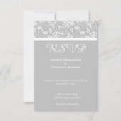 INVITATION ÉLÉGANT ARGENT GRIS LACE BLANCHE RSVP (Devant)