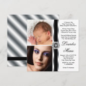 Invitation Elégant argent noir et blanc photo Quinceanera (Devant / Derrière)