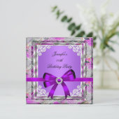 Invitation Elégant Argent Purple Mauve Bijou Anniversaire (Debout devant)