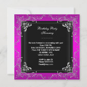 Invitation Elégant Argent Rose Noir Anniversaire 30ème (Dos)