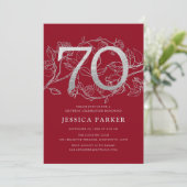Invitation Elégant Argent Rouge 70e anniversaire (Debout devant)