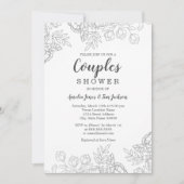 Invitation Elégant Argent Vintage Couples Floral Douche (Devant)