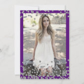 Invitation Elégant Argent Violet Confetti Photo Sweet 16 (Dos)