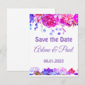 Invitation Élégant arrangement rose et violet (Devant / Derrière)