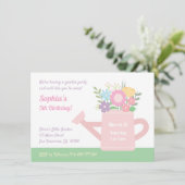 Invitation Elégant arrosage Floral Can Jardin fête d'annivers (Debout devant)