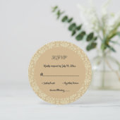 Invitation Elégant Art Déco Beige Damask Mariage rond RSVP (Debout devant)