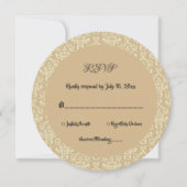 Invitation Elégant Art Déco Beige Damask Mariage rond RSVP (Devant)