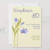 Invitation Elegant Art Deco Floral Lavender 80th Birthday (Devant)