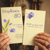 Invitation Elegant Art Deco Floral Lavender 80th Birthday