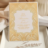 Invitation Elégant Art Déco géométrique Mariage Or blanc