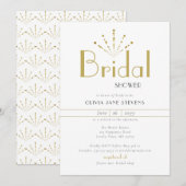 Invitation Elégant Art Déco Gold Fireworks Fête des mariées c (Devant / Derrière)